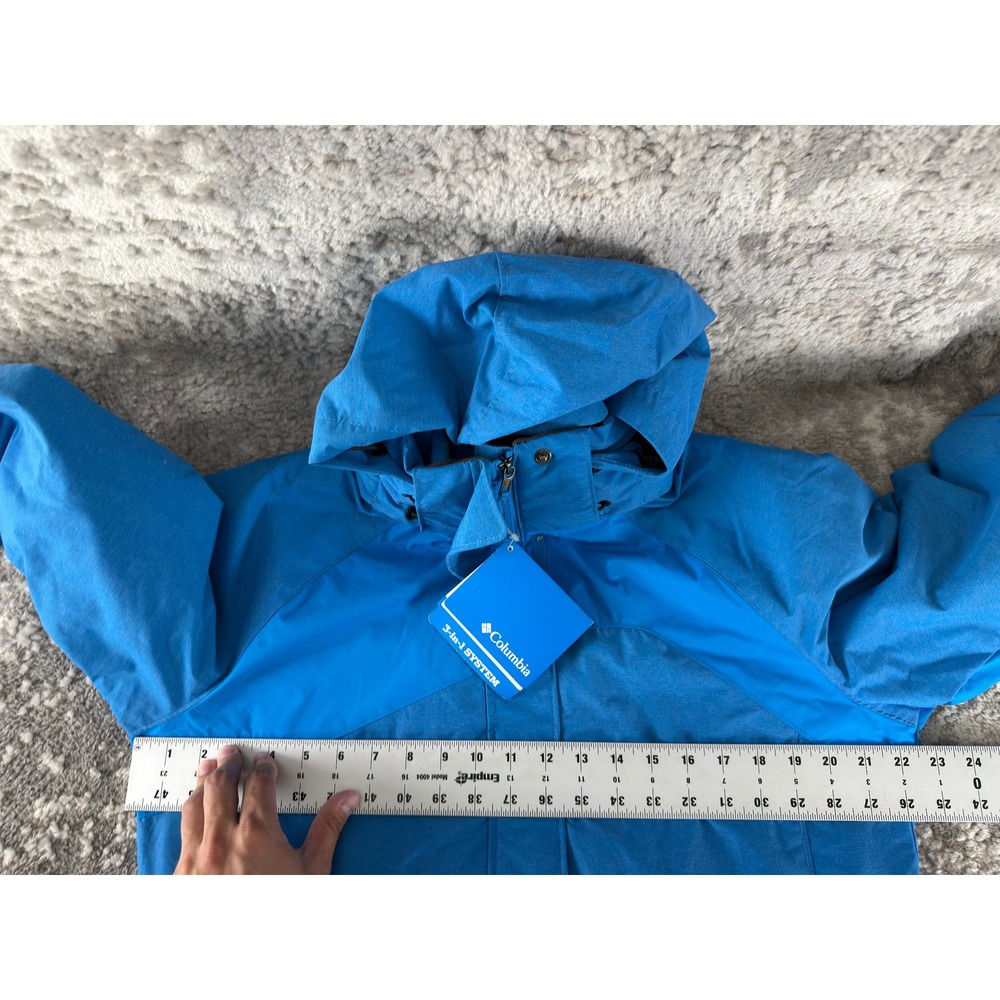 New Columbia Size L 3-in-1 Interchange Hooded Winter Ski Jacket Blue Long Sleeve - Picture 5 of 13